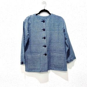 Doncaster 100% silk Blue Gingham Blazer 8